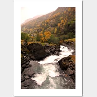 Waterfall Flamsdalen Valley Flam Norway Scandinavia Posters and Art